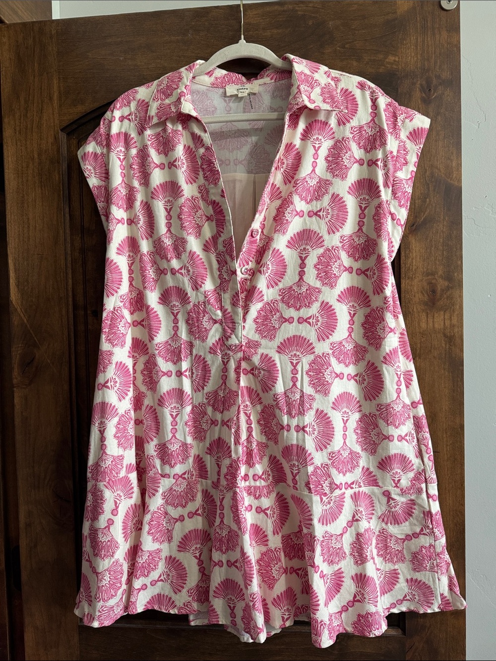 Entro Pink Patterned Button-Front Tunic Like New